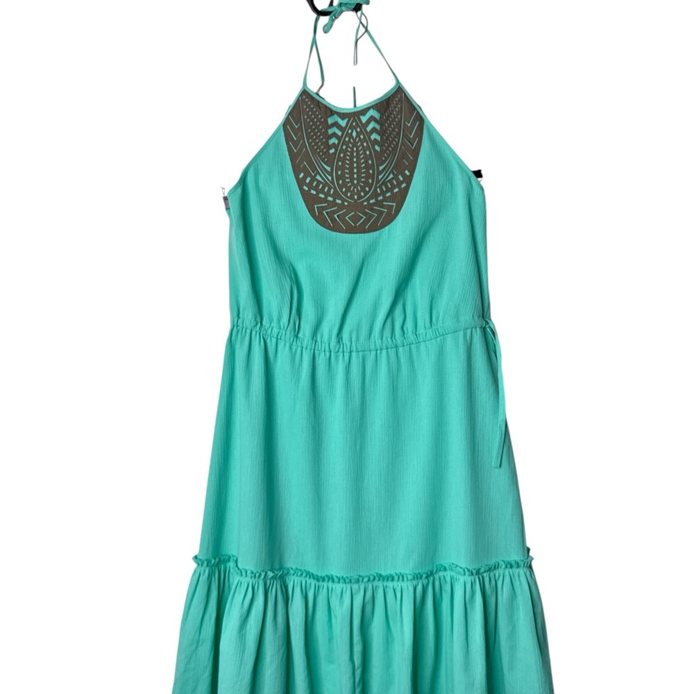 Banana Republic Asymmetrical Dress in Teal and Brown